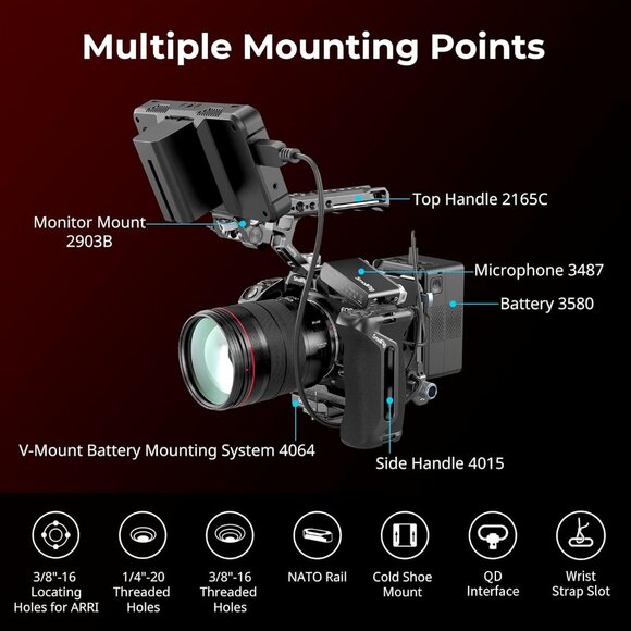 SMALLRIG Black Mamba Camera Cage for Canon EOS R5 Mark II, Aluminum Alloy Camera - Picture 3 of 8